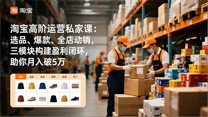 淘宝高阶运营私家课：选品、爆款、全店动销，三模块构建盈利闭环，助你月入破5万(更新12月-云推网创项目库