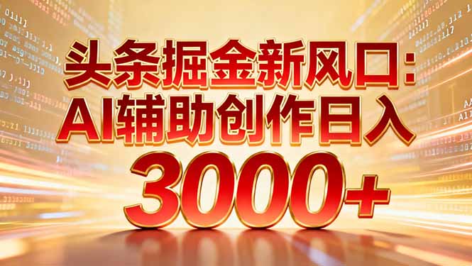 头条掘金新风口：AI辅助创作日入3000+，矩阵玩法当天启动隔天见效-云推网创项目库
