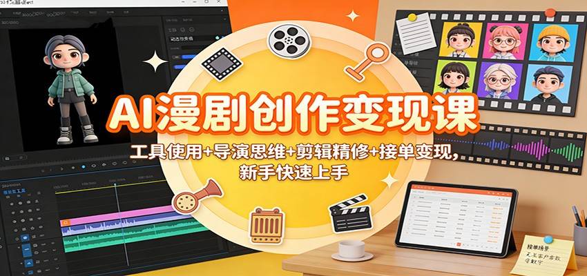 AI漫剧创作变现课:工具使用+导演思维+剪辑精修+接单变现,新手快速上手-云推网创项目库