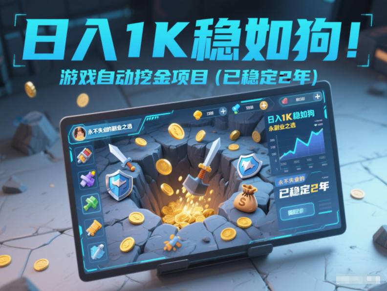 日入1K稳如狗！游戏自动挖金项目(已稳定2年)，永不失业的副业之选【揭秘】-云推网创项目库