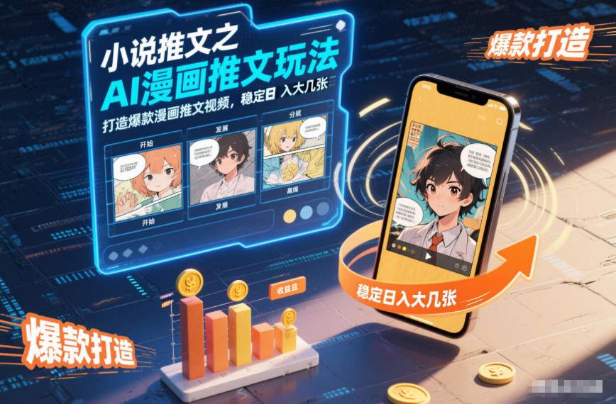 小说推文之AI漫画推文玩法，打造爆款漫画推文视频，稳定日入大几张-云推网创项目库