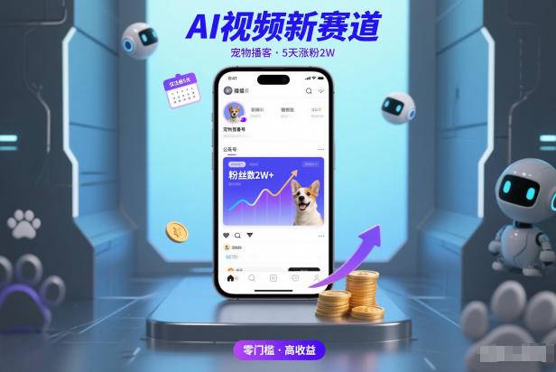 AI视频新赛道，宠物播客仅注册5天涨粉2W，收益非常可观-云推网创项目库