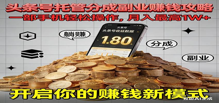 全程托管今日头条,一部手机就可以开干,最高躺赚1W+-云推网创项目库