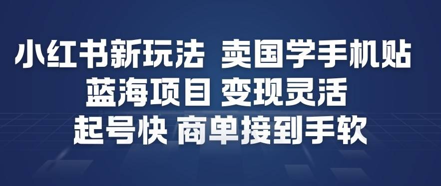小红书新玩法，卖国学手机贴，蓝海项目，变现灵活，起号快，商单接到手软-云推网创项目库