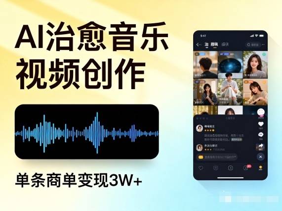 AI做治愈音乐视频，多平台投稿，单条商单变现3W+-云推网创项目库