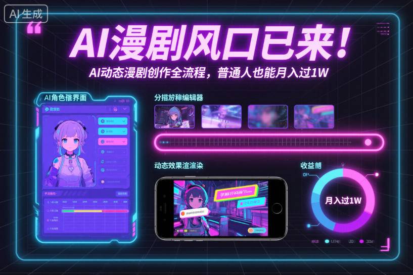 AI漫剧风口已来！AI动态漫剧创作全流程，普通人也能月入过1W-云推网创项目库