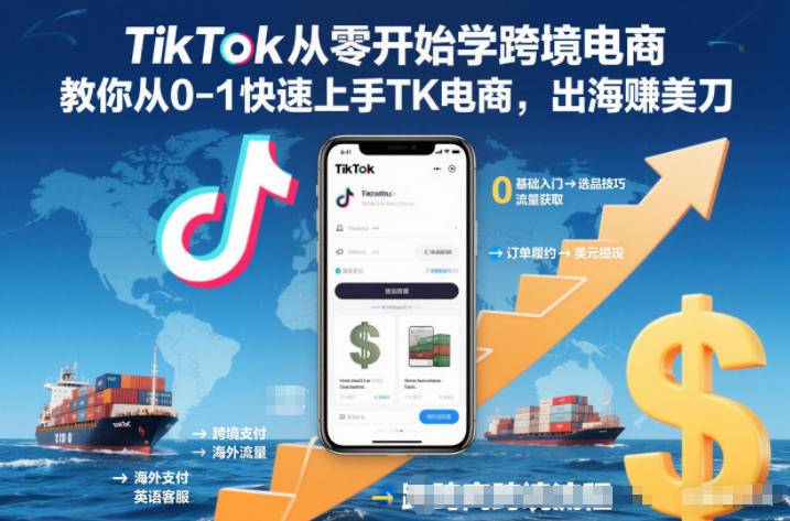 TikTok从零开始学跨境电商,教你从0-1快速上手TK电商,出海賺美刀-云推网创项目库