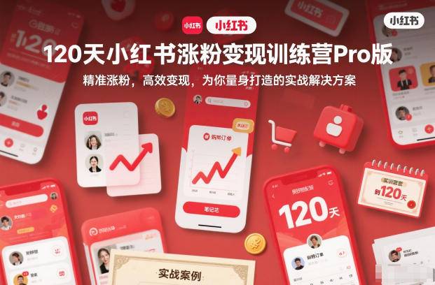 120天小红书涨粉变现训练营Pro版,精准涨粉,高效变现,为你量身打造的实战解决方案-云推网创项目库