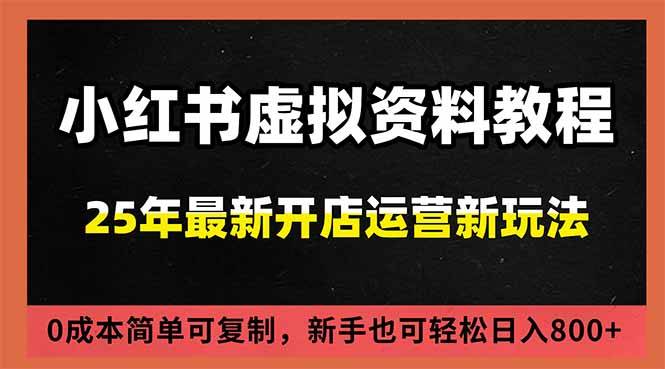 小红书虚拟资料项目：最新搜索流变现玩法，0成本简单可复制，一人多店打法，新手日入800+-云推网创项目库