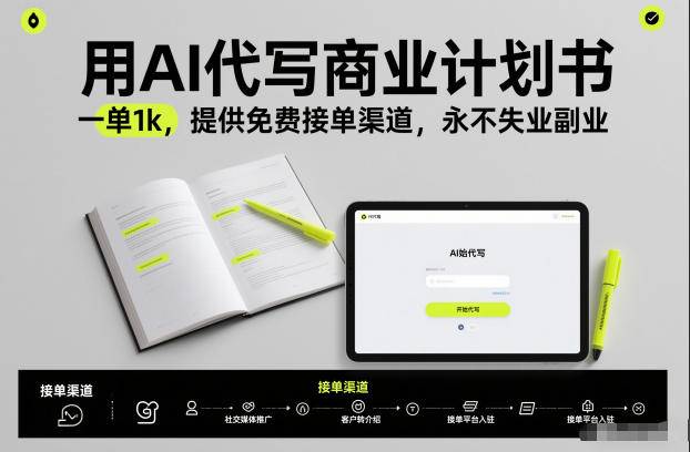 用AI代写商业计划书，一单1k，提供免费接单渠道，永不失业副业-云推网创项目库