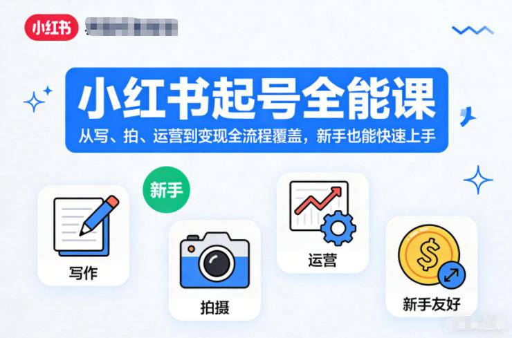 小红书起号全能课,从写、拍、运营到变现全流程覆盖,新手也能快速上手-云推网创项目库