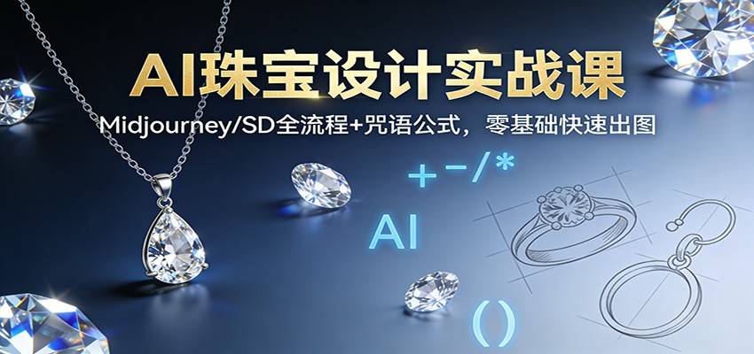 AI珠宝设计实战课:Midjourney/SD全流程+咒语公式,零基础快速出图-云推网创项目库