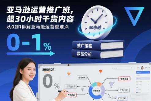 亚马逊运营推广班,超30小时干货内容,从0到1拆解亚马逊运营重难点-云推网创项目库