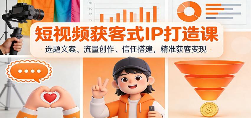 短视频获客式IP打造课：选题文案、流量创作、信任搭建，精准获客变现-云推网创项目库