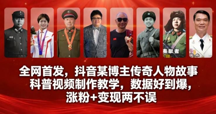 全网首发,抖音某博主传奇人物故事科普视频制作教学,数据好到爆,涨粉+变现两不误-云推网创项目库