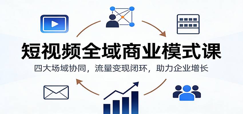 短视频全域商业模式课：四大场域协同，流量变现闭环，助力企业增长-云推网创项目库