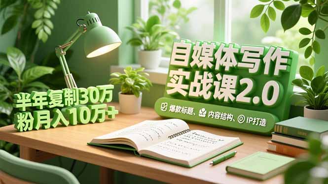 自媒体写作实战课2.0，爆款标题、内容结构、IP打造，半年复制30万粉月入10万+-云推网创项目库
