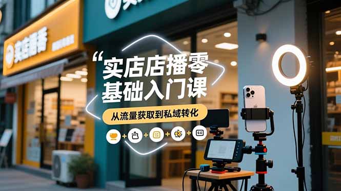 实体店播零基础入门课，实体店+短视频+直播+微信生态+私域社群，从流量获取到私域转化-云推网创项目库