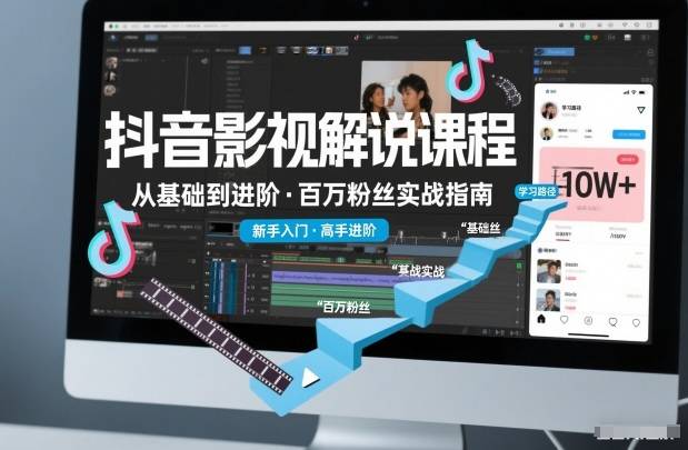 抖音百万粉丝影视解说课程，基础到进阶课，适合新手和进阶学习-云推网创项目库