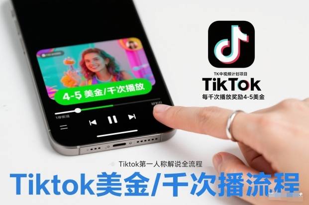 TK中视频计划项目,Tiktok第一人称解说流程,每干次播放奖励4-5美金-云推网创项目库