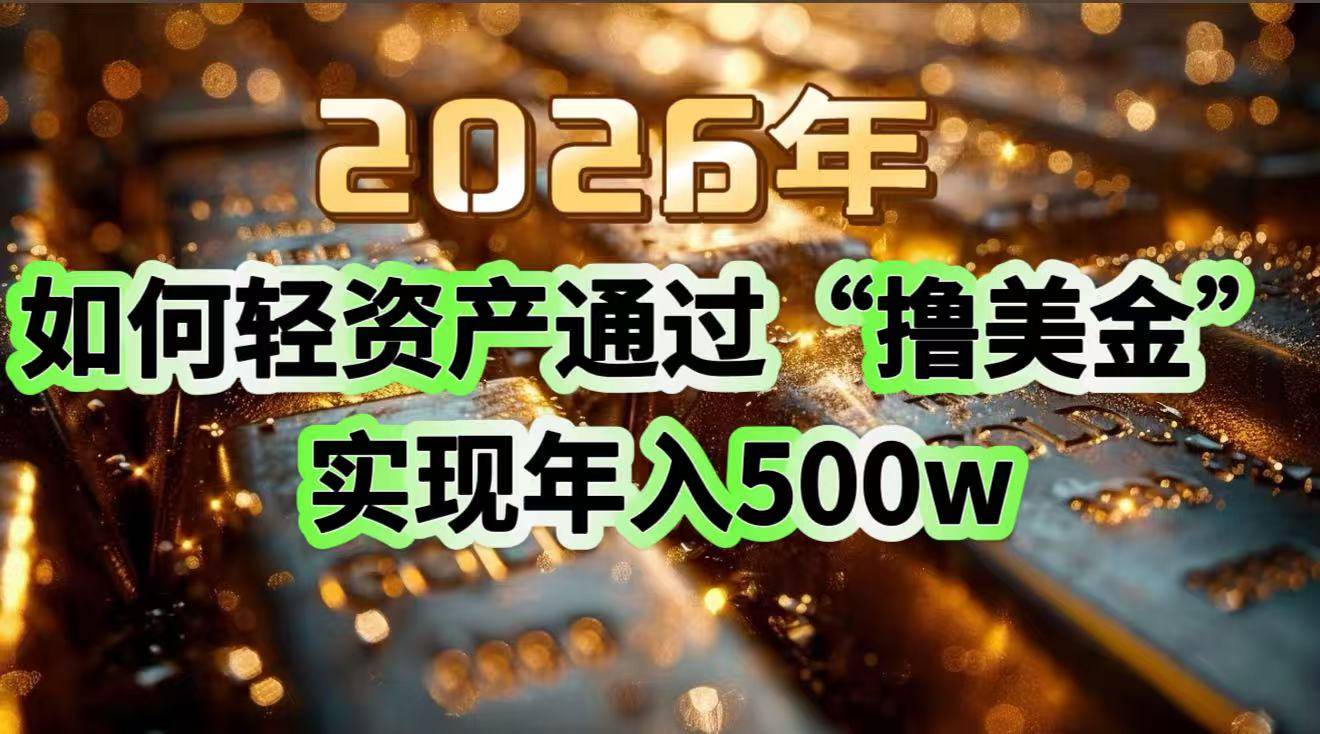 2026年如何轻资产通过“撸美金”实现年入500w-云推网创项目库