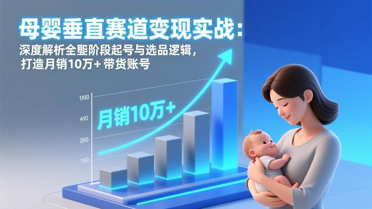 母婴垂直赛道变现实战：深度解析三大阶段起号与选品逻辑，打造月销10万+带货账号-云推网创项目库