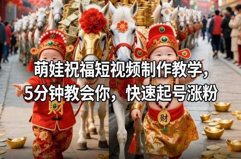 萌娃祝福短视频制作教学，5分钟教会你，快速起号涨粉-云推网创项目库