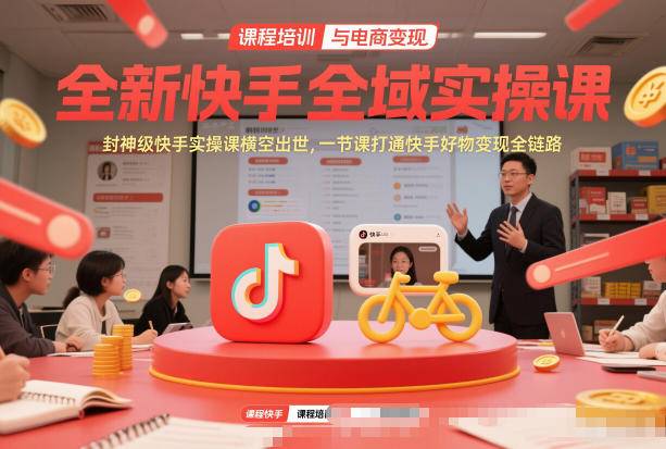 全新快手全域实操课,封神级快手实操课横空出世,一节课打通快手好物变现全链路-云推网创项目库