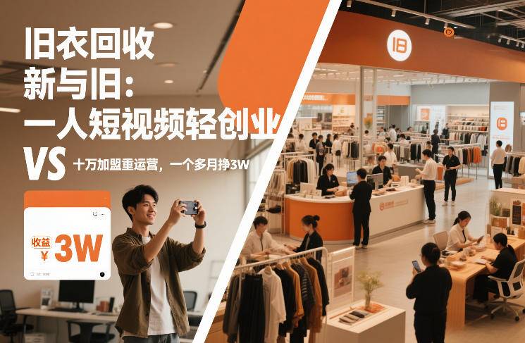 旧衣回收“新”与“旧”：一人短视频轻创业，VS十万加盟重运营，一个多月挣3W【揭秘】-云推网创项目库