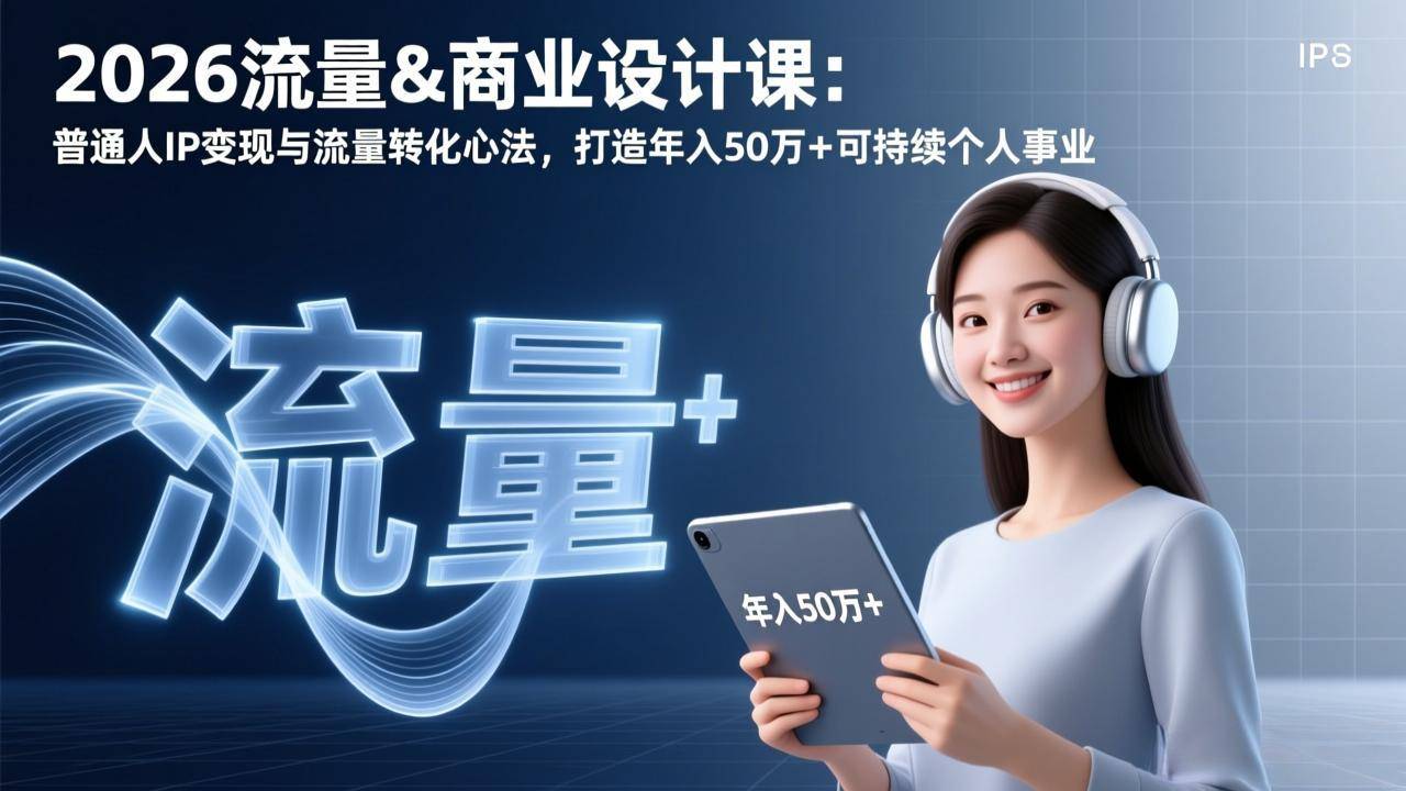 2026流量&商业设计课：普通人IP变现与流量转化心法，打造年入50万+可持续个人事业-云推网创项目库