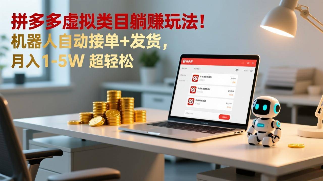 多多虚拟类目躺赚玩法！机器人自动接单+发货，月入 1-5W 超轻松-云推网创项目库