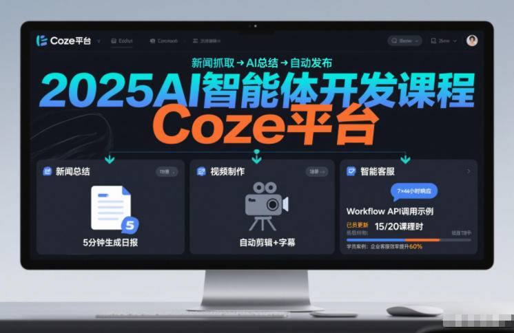 2025AI智能体开发课程，系统掌握Coze平台，亲手搭建新闻总结、视频制作、智能客服等自动化工作流-云推网创项目库