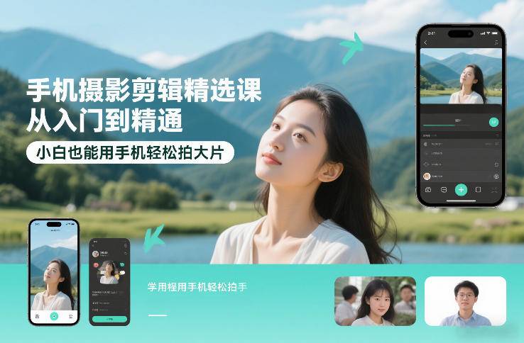 手机摄影剪辑精选课，从入门到精通，小白也能用手机轻松拍大片-云推网创项目库