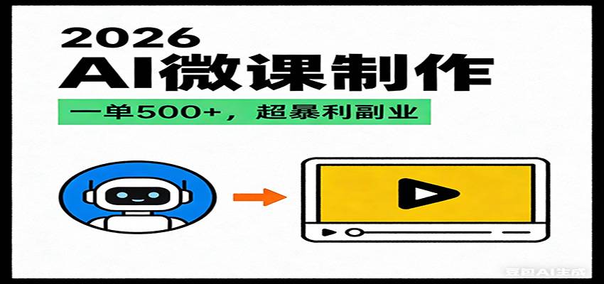 2026AI 风口最稳副业:微课代写制作,一单 500+,人人可做的蓝海项目-云推网创项目库