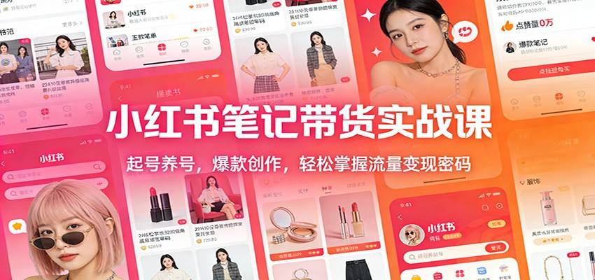 小红书笔记带货实战课：起号养号，爆款创作，轻松掌握流量变现密码-云推网创项目库