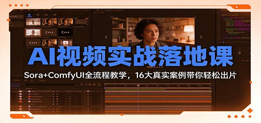 AI视频实战落地课：Sora+ComfyUI全流程教学，16大真实案例带你轻松出片-云推网创项目库