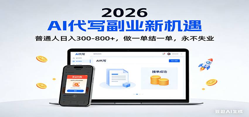 2026 副业首选！AI 代写日入 300-800，普通人0门槛，做一单结一单！-云推网创项目库