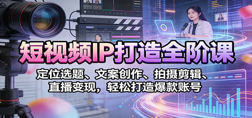 短视频IP打造全阶课:定位选题、文案创作、拍摄剪辑、直播变现,轻松打造爆款账号-云推网创项目库