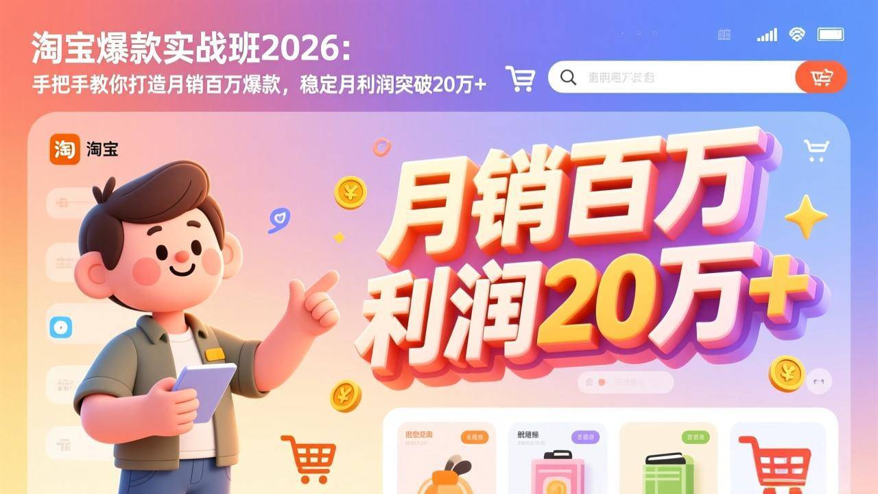淘宝爆款实战班2026：手把手教你打造月销百万爆款，稳定月利润突破20万+-云推网创项目库
