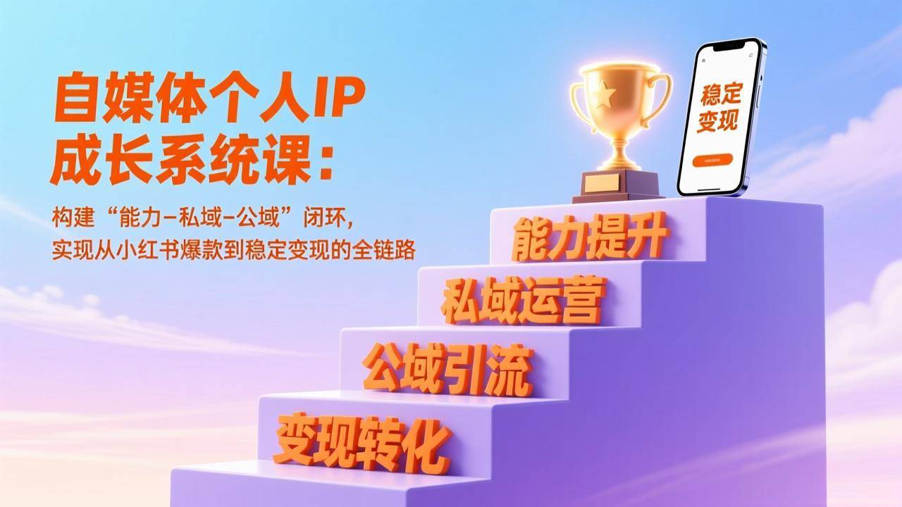 自媒体个人IP成长系统课:构建“能力-私域-公域”闭环,实现从小红书爆款到稳定变现的全链路-云推网创项目库