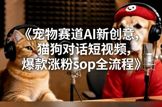 宠物赛道AI新创意，猫狗对话短视频，爆款涨粉sop全流程-云推网创项目库