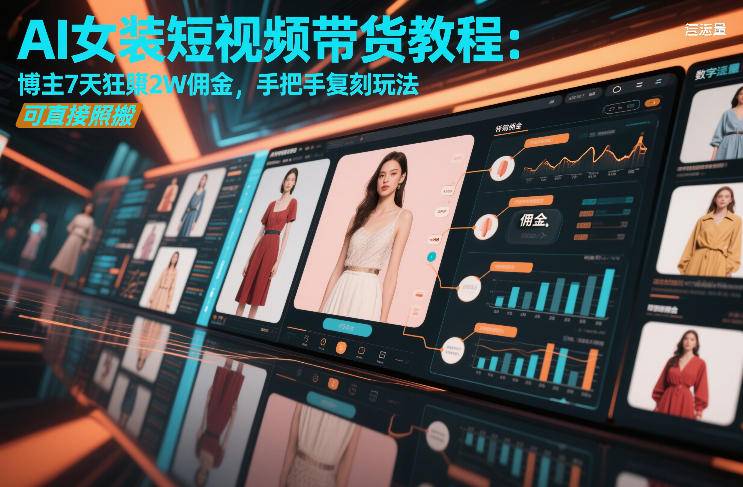 AI女装短视频带货教程:博主7天狂賺2W佣金,手把手复刻玩法,可直接照搬
