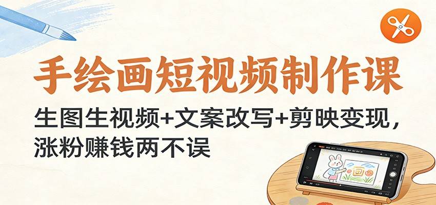 手绘画短视频制作课：生图生视频+文案改写+剪映变现，涨粉赚钱两不误-云推网创项目库