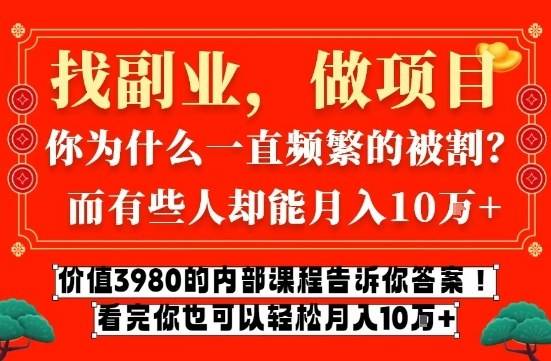 价值3980的网创内部课程，告诉你互联网创业月入10个W的秘密【揭秘】-云推网创项目库