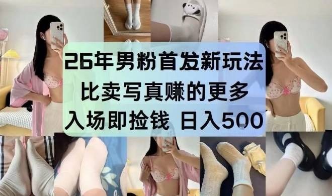 26年男粉首发最新3.0玩法,独此一家,比卖写真賺的更多,入场即捡钱,日入5张【揭秘】