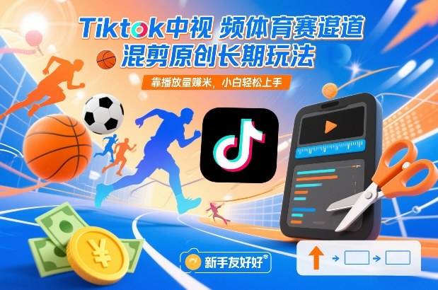 Tiktok中视频体育赛道混剪原创长期玩法,靠播放量賺米,小白轻松上手-云推网创项目库