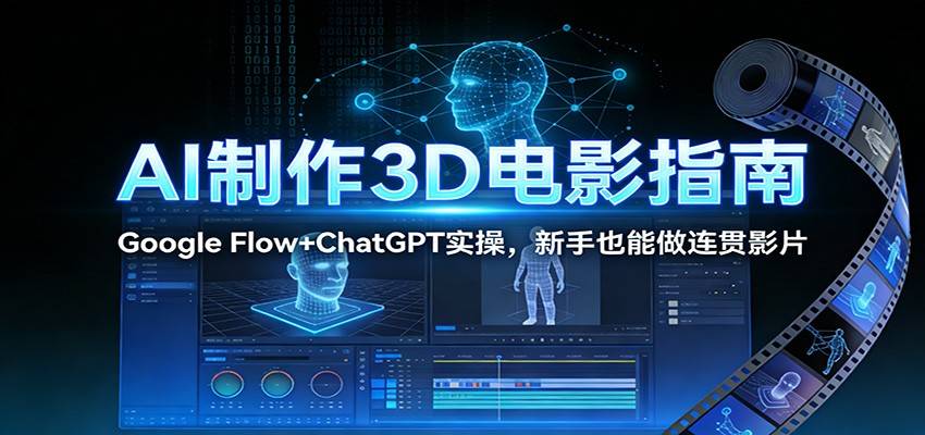 AI制作3D电影指南：Google Flow+ChatGPT实操，新手也能做连贯影片-云推网创项目库