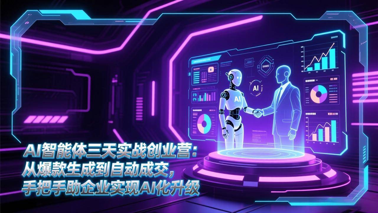 AI智能体三天实战创业营：从爆款生成到自动成交，手把手助企业实现AI化升级-云推网创项目库