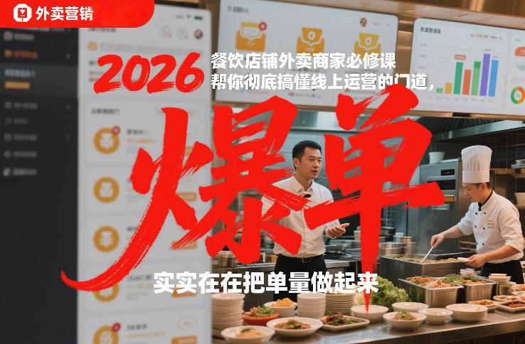 2026餐饮店铺外卖商家必修课，帮你彻底搞懂线上运营的门道，实实在在把单量做起来-云推网创项目库