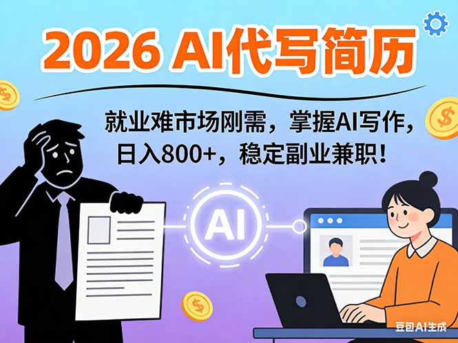 AI代写简历，超暴利，用万能模板月入1-3万实战教程，2026年市场刚需！-云推网创项目库